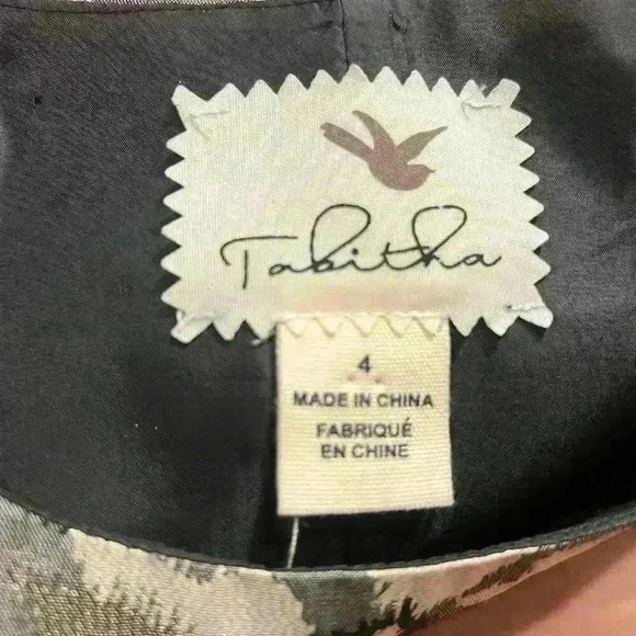 Tabitha Anthropologie Black Floral Metalic Fit snd Flare Dress Size 4 Cocktail - Picture 4 of 8